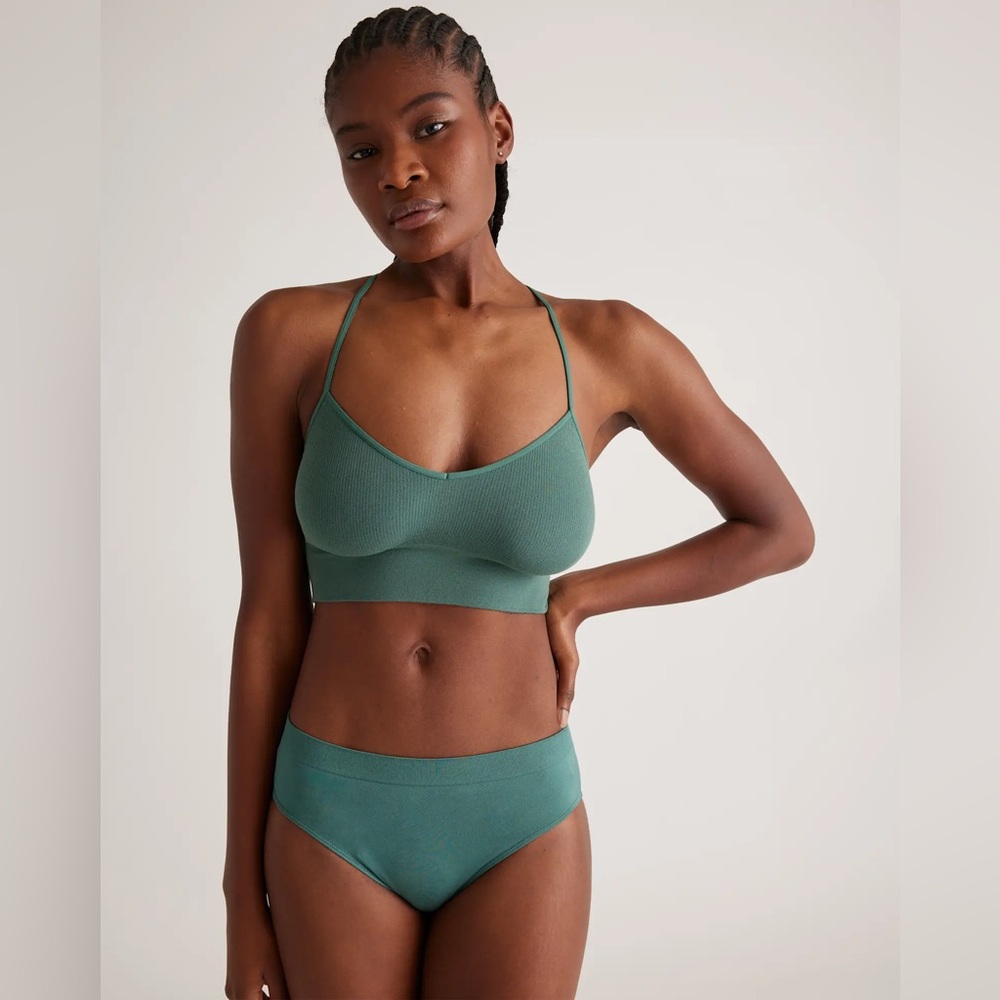 New Quince Smoothing Comfort High Waisted Bikini (6-Pack) Rosemary Green S M L - Picture 4 of 10